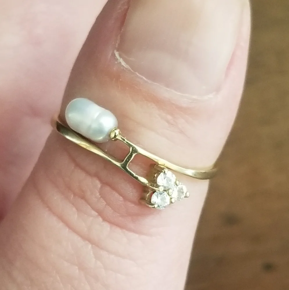 10K Gold Rice Pearl Ring - Picture 4 of 11